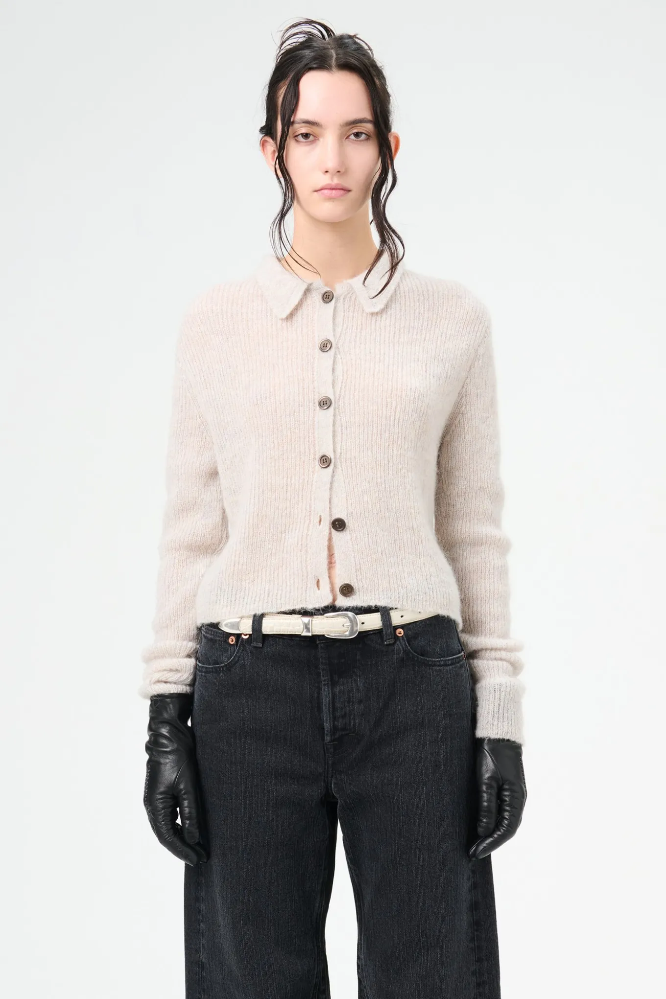 Beige Melange Fuzzy Alpaca