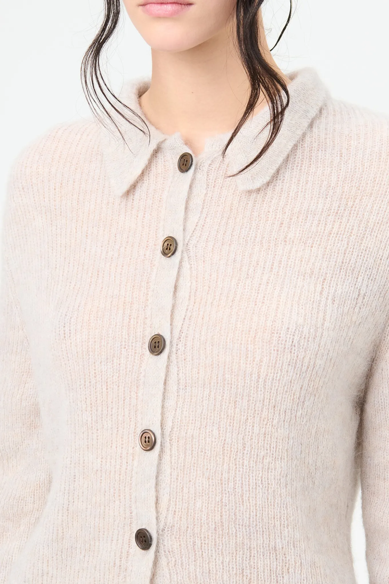 Beige Melange Fuzzy Alpaca