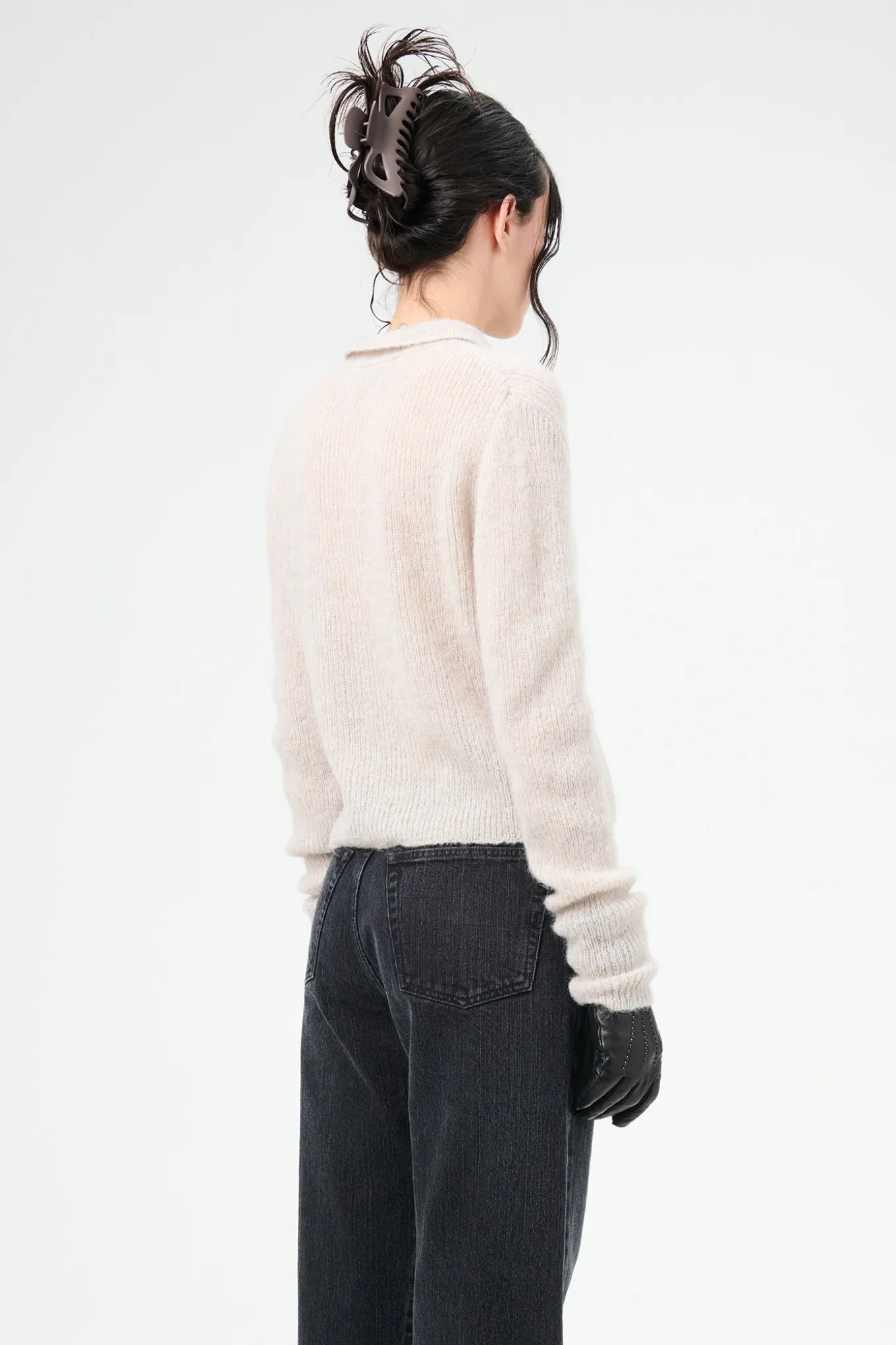 Beige Melange Fuzzy Alpaca