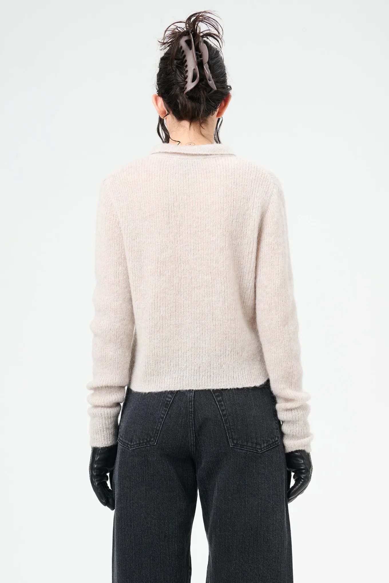 Beige Melange Fuzzy Alpaca