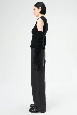 Black Crochet Stripe