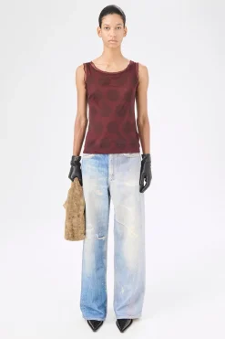 Dotted Pink Print Mesh