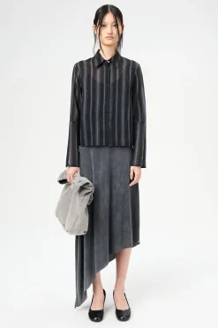 Noir Stripe Sheer Cotton Silk