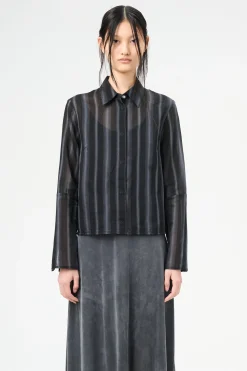 Noir Stripe Sheer Cotton Silk