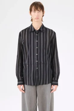 Noir Stripe Sheer Cotton Silk