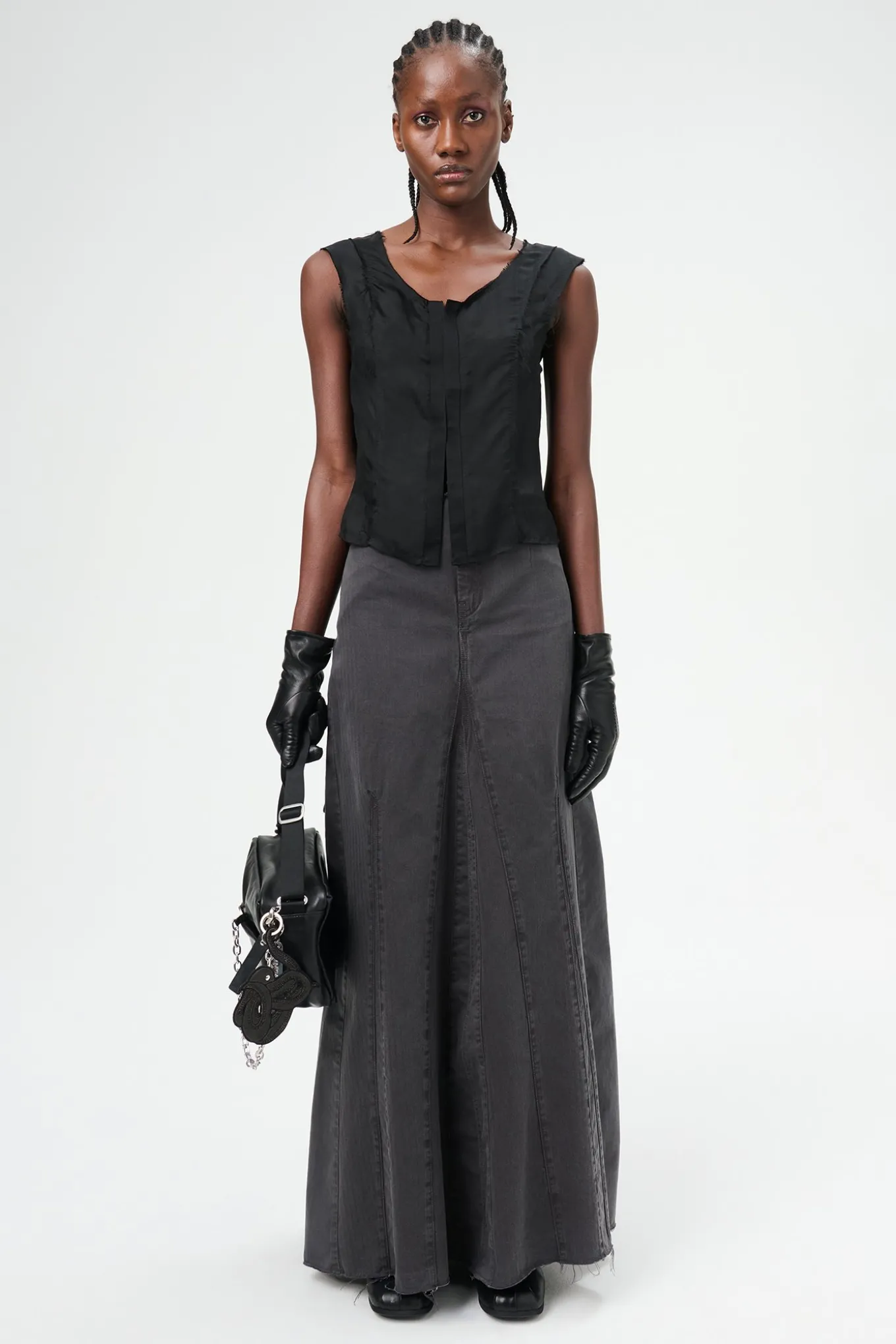 Noir Stripe Sheer Viscose Silk