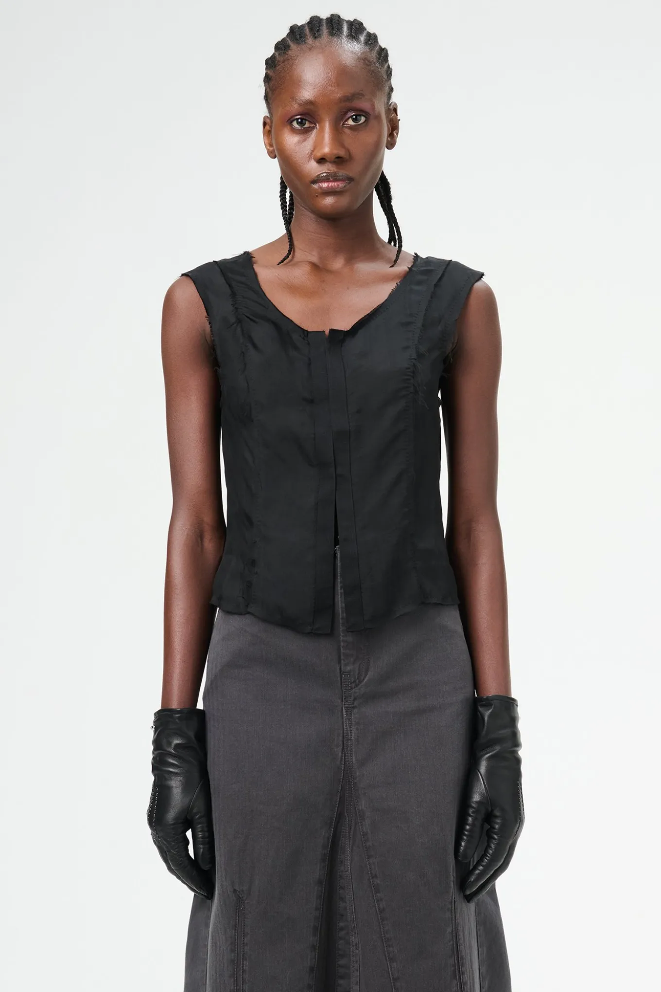 Noir Stripe Sheer Viscose Silk