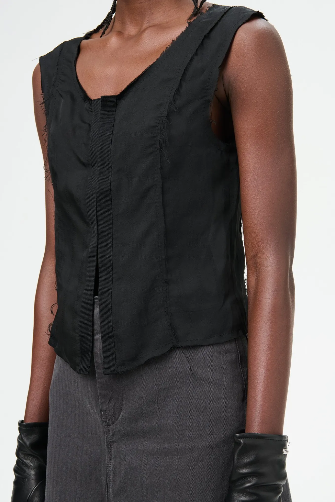 Noir Stripe Sheer Viscose Silk