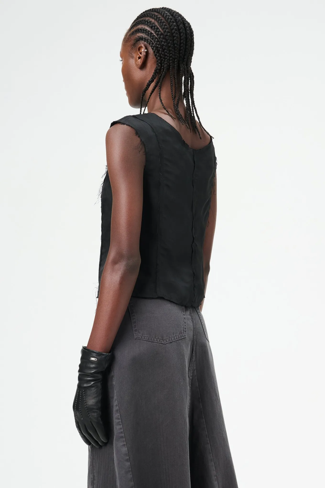 Noir Stripe Sheer Viscose Silk