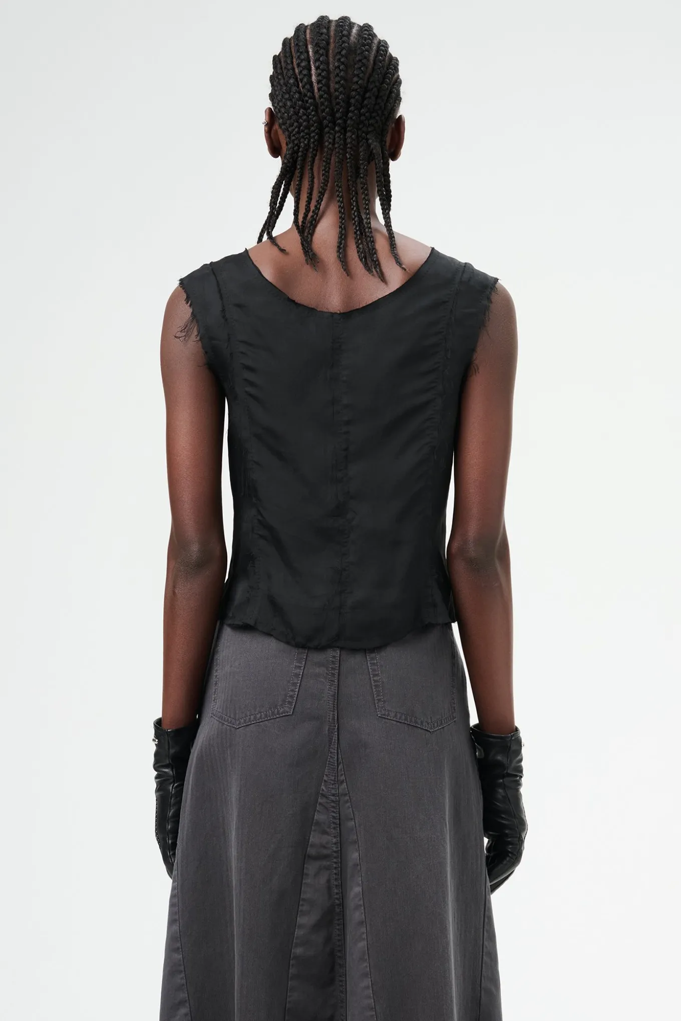 Noir Stripe Sheer Viscose Silk